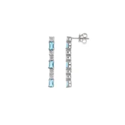 Pendiente plata baguets azul