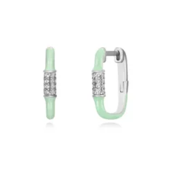 Pendientes Aro Esmalte Plata Circonitas