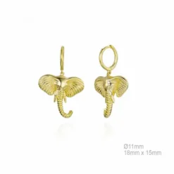 Pendientes Aro Plata Dorada Elefante