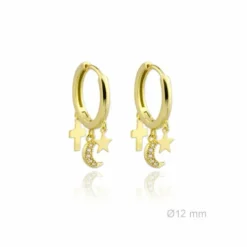 Pendientes Aros Plata Dorada Estrellas Lunas Cruces