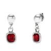 Pendientes bañada en plata de ley con cristal colgante rojo Uno de 50