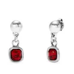 Pendientes bañada en plata de ley con cristal colgante rojo Uno de 50