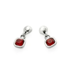 Pendientes bañada en plata de ley con cristal colgante rojo Uno de 50