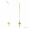 Pendientes Cadena Plata Dorada Llave Color