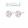 Pendientes Flor Esmalte Rosa y Blanco