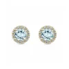 Pendientes Oro Amarillo Circonitas Topacio Azul