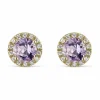 Pendientes Oro Amarillo 18k Circonitas Amatista