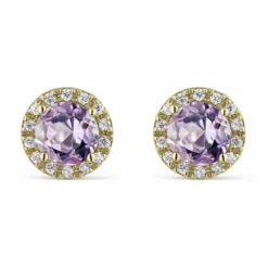 Pendientes Oro Amarillo 18k Circonitas Amatista