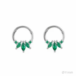 Pendientes Tragus Plata Circonitas Verdes