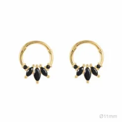 Pendientes Tragus Plata Dorada Circonitas Negras