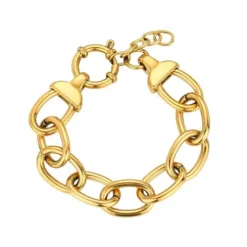Pulsera acero dorado óvalos