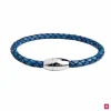 Pulsera Acero Piel Trenzada Azul