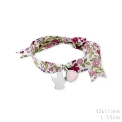 Pulsera Cinta flores Charm Circonita Rosa Plata Angelito