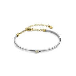 Pulsera de acero con IP dorado y un diamante