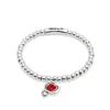 Pulsera de bolas bañadas en plata de ley con cristal rojo Uno de 50