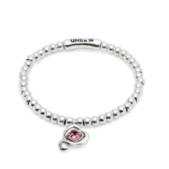 Pulsera de bolas bañadas en plata de ley con cristal rosa Uno de 50