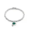 Pulsera de bolas bañadas en plata de ley con cristal verde Uno de 50