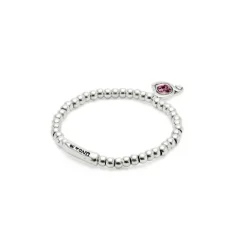 Pulsera de bolas bañadas en plata de ley con cristal rosa Uno de 50
