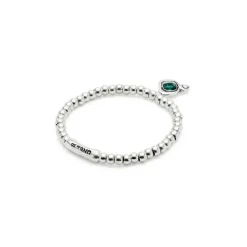 Pulsera de bolas bañadas en plata de ley con cristal verde Uno de 50