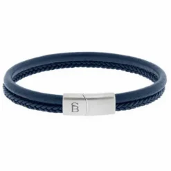Pulsera de cuero azul Denby - LBD013