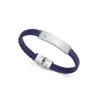 Pulsera de Hombre Magnum de acero con diamante y piel trenzada en azul