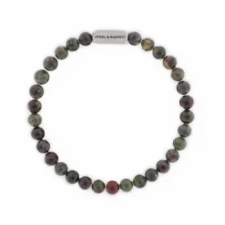 Pulsera de piedra preciosa redonda de 6 mm de color natural con sangre de dragón - SBNN/004