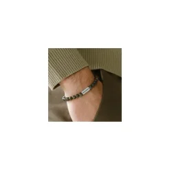 Pulsera de piedra preciosa redonda de 6 mm de color natural con sangre de dragón - SBNN/004