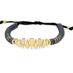 Pulsera de plata y circonita blanca con hematites MARINA GARCIA