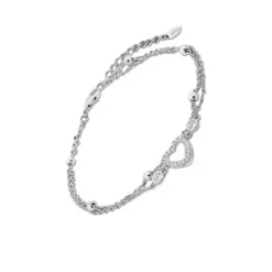 Pulsera doble corazón Lotus Silver