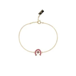 Pulsera Dorada Herradura Fucsia LES GEORGETTES