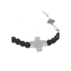 Pulsera en Plata Cruz Piedra Natural