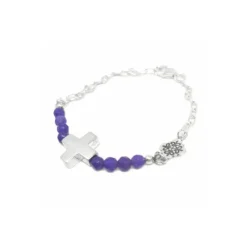 Pulsera en Plata Cruz Piedra Natural