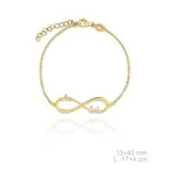 Pulsera Infinito Plata chapada en oro dos nombres