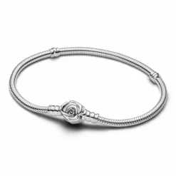 Pulsera Pandora Moments Cadena de Serpiente con Cierre Rosa Floreciendo - 593211C00