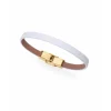 Pulsera personalizable de acero dorado con piel blanca VICEROY