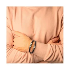 Pulsera Piel Personalizada Cuatro Nombres Plata