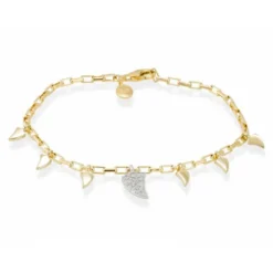 Pulsera REBEL coñac en plata dorada