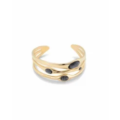 Pulsera rígida bañada en oro 18k con cristales grises Uno de 50