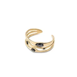 Pulsera rígida bañada en oro 18k con cristales grises Uno de 50