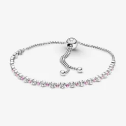 Pulsera rosa y transparente brillante con cierre deslizante - 599377C02