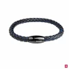 Pulsera Trenzada Piel Acero IP Negro