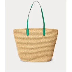 Ralph Lauren capazo verano color natural y detalles verde
