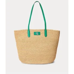 Ralph Lauren capazo verano color natural y detalles verde