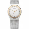 Reloj clásico mujer malla y Swarovski Elements bisel dorado