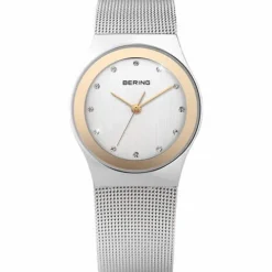 Reloj clásico mujer malla y Swarovski Elements bisel dorado