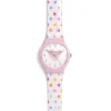 Reloj pequeño flip rayas rosa