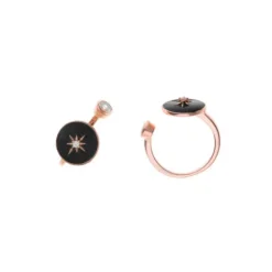Salvatore Anillo Esmalte Negro Estrella