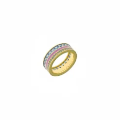 Salvatore Anillo Tres Colores Esmalte Circonitas
