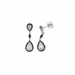 Salvatore Pendiente Plata IP Negro Circonitas