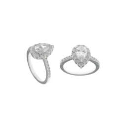 Salvatore Plata Anillo Cristal Blanco